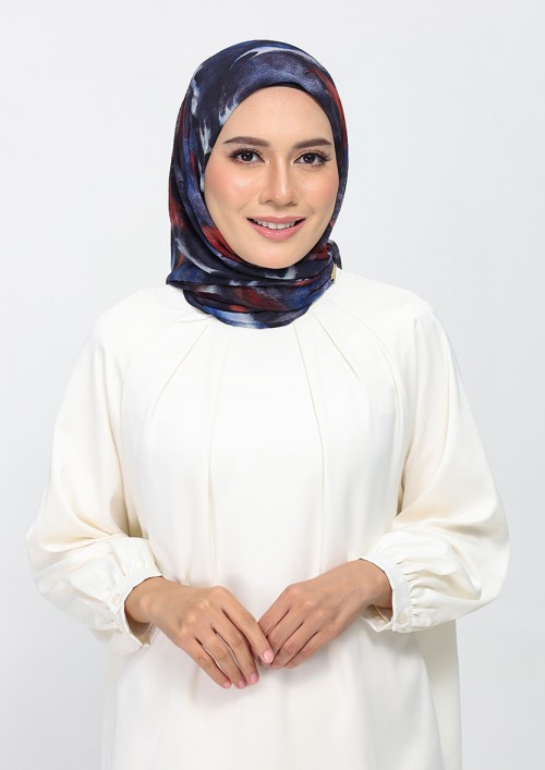 Molten Blues-Printed Plus Crinkled Chiffon