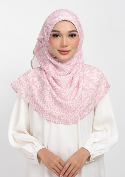 Monogram maze rose-printed plus crinkled chiffon
