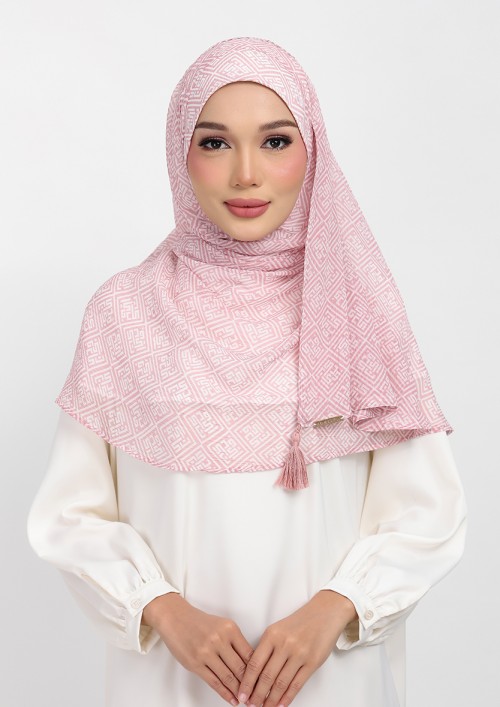 Monogram maze rose-printed plus crinkled chiffon