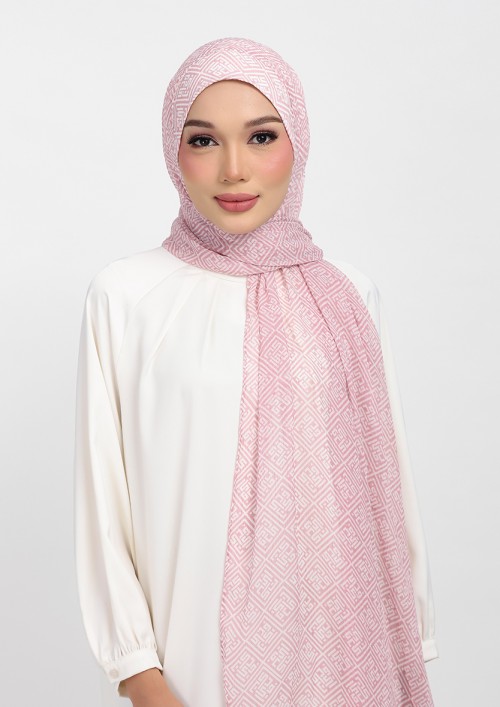 Monogram maze rose-printed plus crinkled chiffon