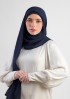 Navy-Plain Crinkled Chiffon