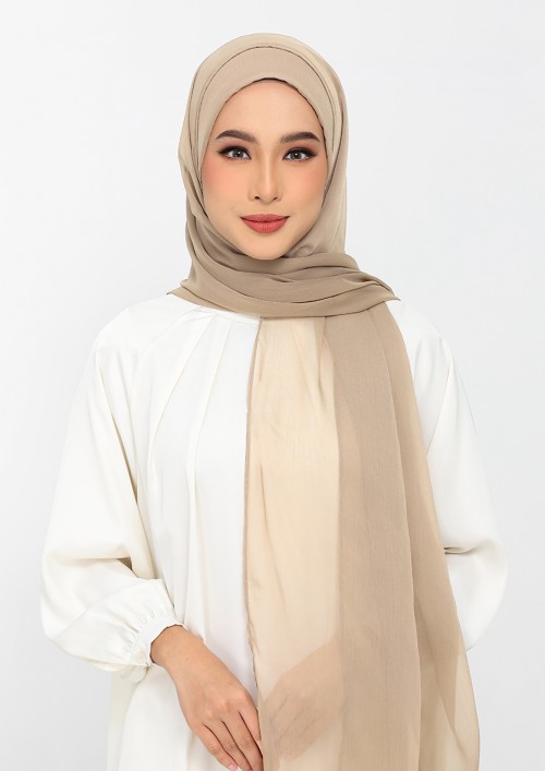 Neutral beige-Plain Crinkled Chiffon