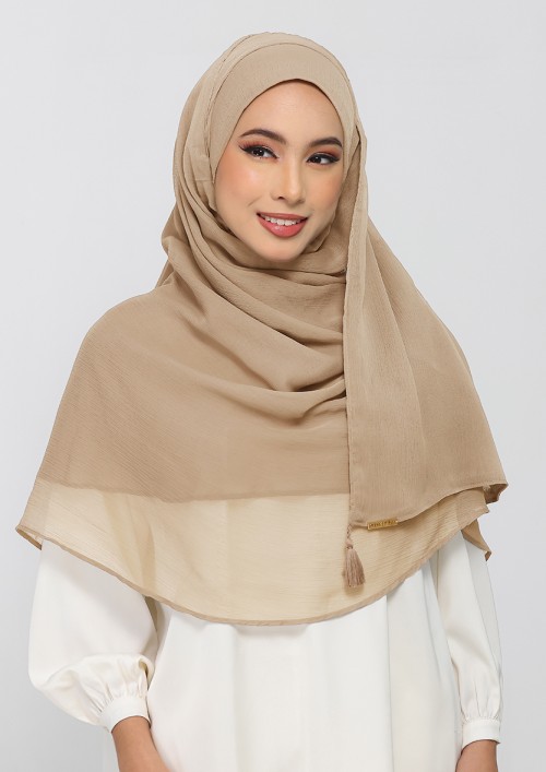 Neutral beige-Plain Crinkled Chiffon