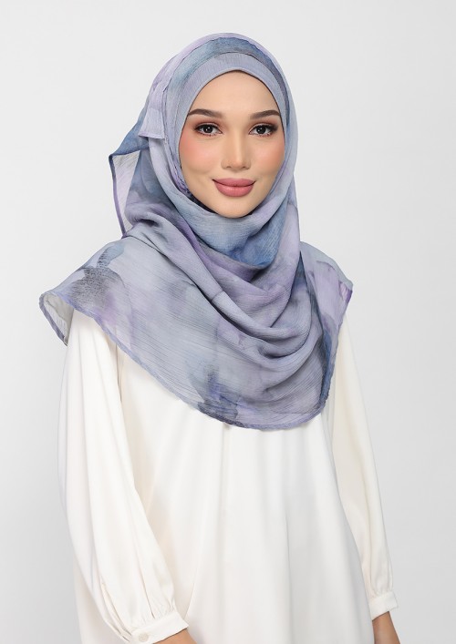 Ocean Haze-Printed Plus Crinkled Chiffon
