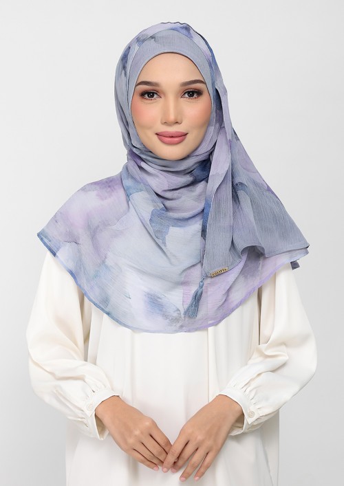Ocean Haze-Printed Plus Crinkled Chiffon