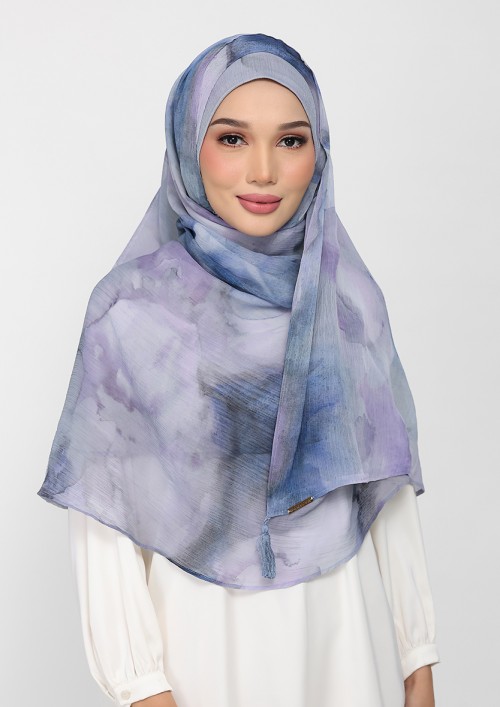 Ocean Haze-Printed Plus Crinkled Chiffon