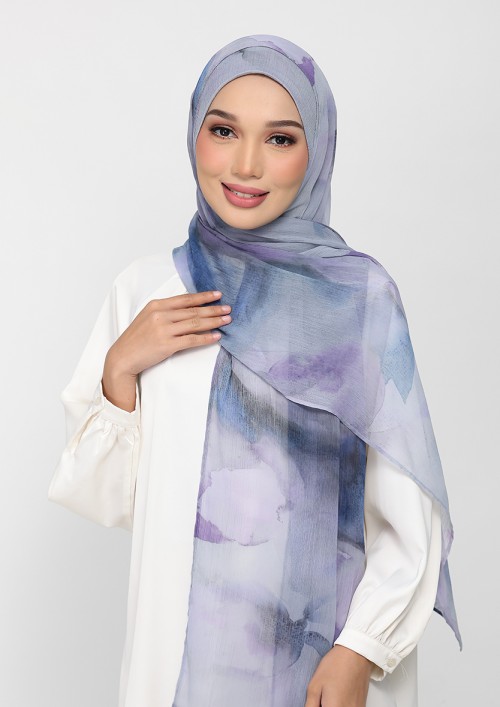 Ocean Haze-Printed Plus Crinkled Chiffon