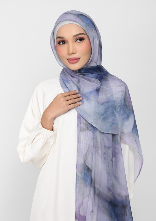 Ocean Haze-Printed Plus Crinkled Chiffon