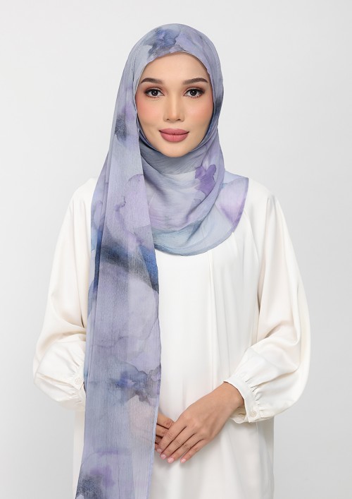 Ocean Haze-Printed Plus Crinkled Chiffon