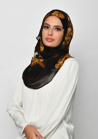 Once Upon A Time-Printed Crinkled Chiffon