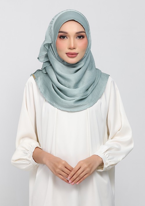 PALE SAGE - PLAIN CRINKLED SATIN