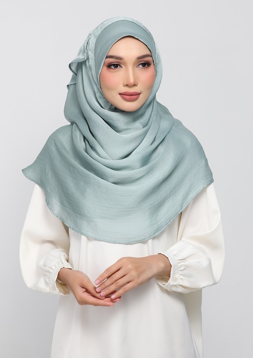 PALE SAGE - PLAIN CRINKLED SATIN