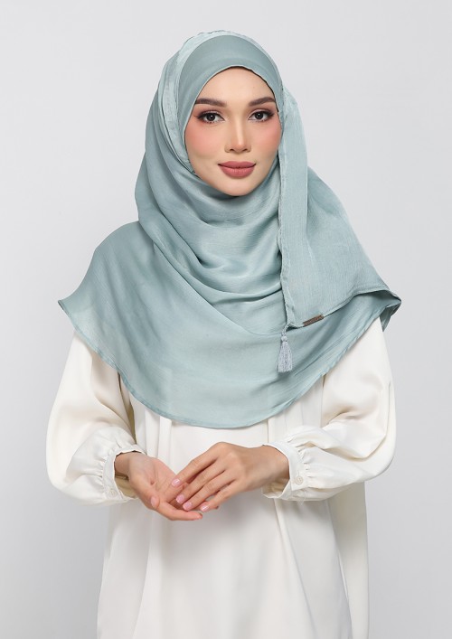 PALE SAGE - PLAIN CRINKLED SATIN