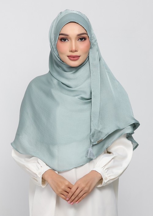 PALE SAGE - PLAIN CRINKLED SATIN