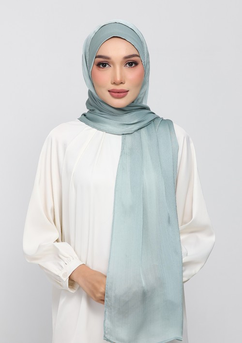 PALE SAGE - PLAIN CRINKLED SATIN
