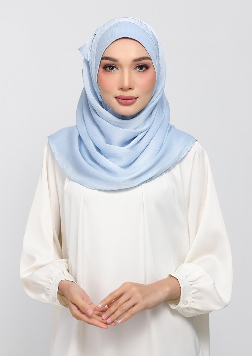 PASTEL BLUE - PLAIN CRINKLED SATIN