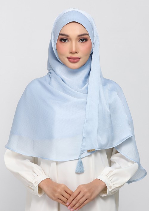 PASTEL BLUE - PLAIN CRINKLED SATIN