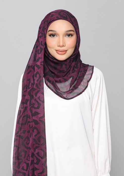 Plum Waves-Printed Plus Crinkled Chiffon
