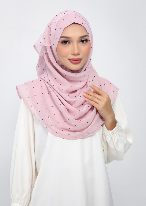 Polka Pink-Printed Plus Crinkled Chiffon