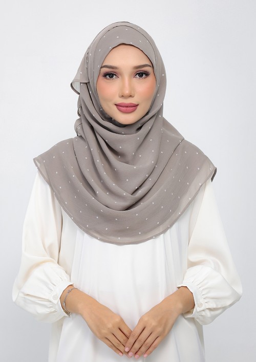 Polka Sand-Printed Plus Crinkled Chiffon
