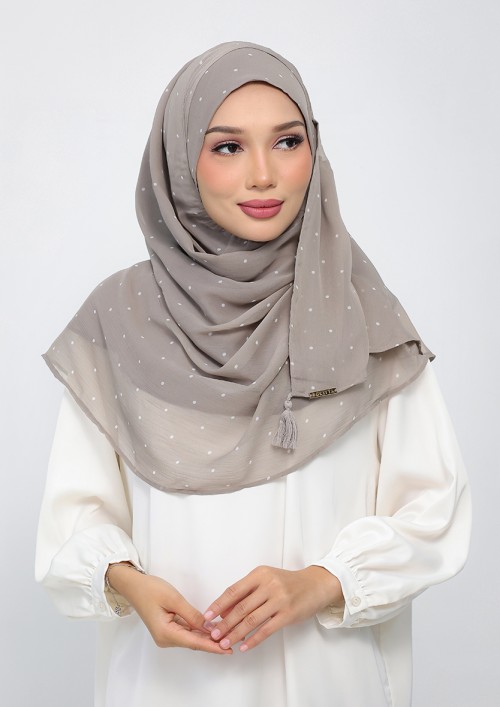 Polka Sand-Printed Plus Crinkled Chiffon