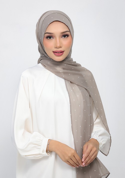 Polka Sand-Printed Plus Crinkled Chiffon