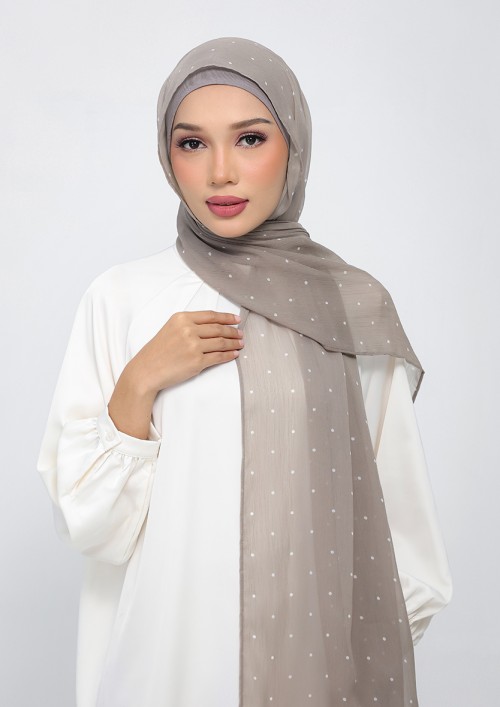 Polka Sand-Printed Plus Crinkled Chiffon