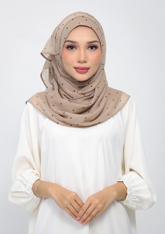 Polka Taupe-Printed Plus Crinkled Chiffon