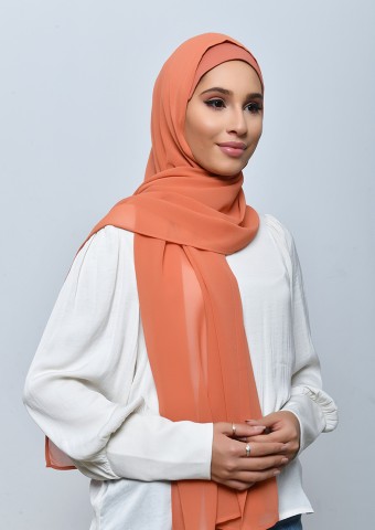 Papaya-Freestyle with Inner-Plain Crepe Chiffon