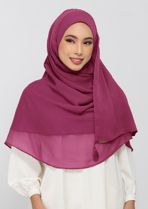Raspberry-Plain Crinkled Chiffon
