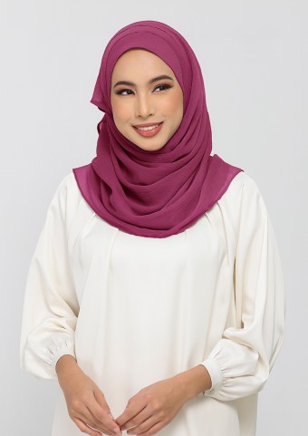 Raspberry-Plain Crinkled Chiffon