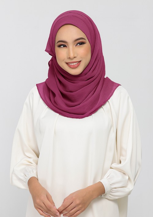 Raspberry-Plain Crinkled Chiffon