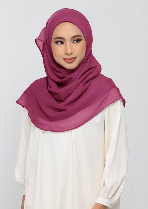 Raspberry-Plain Crinkled Chiffon