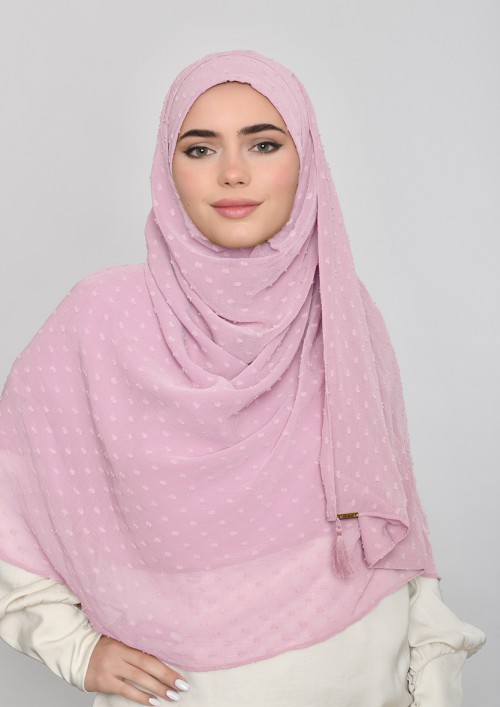 Romantic Mauve-Plain Mosaic Butti Chiffon