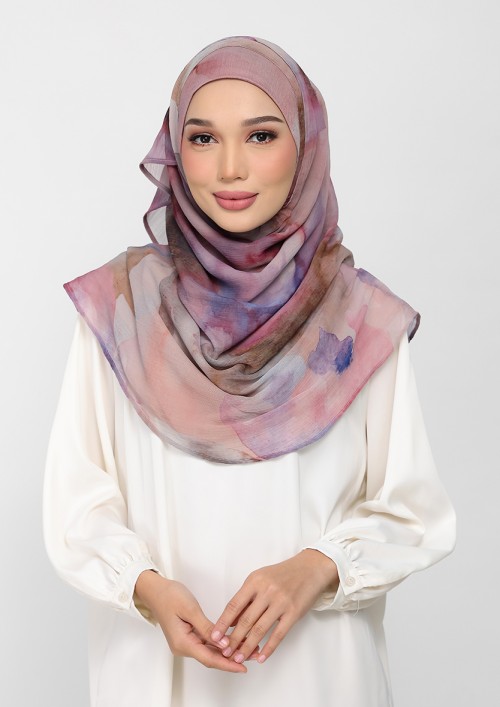 Rose Dusk-Printed Plus Crinkled Chiffon