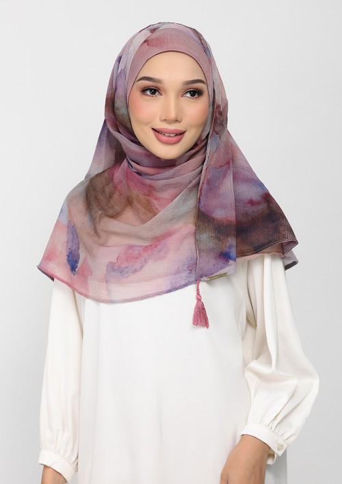 Rose Dusk-Printed Plus Crinkled Chiffon