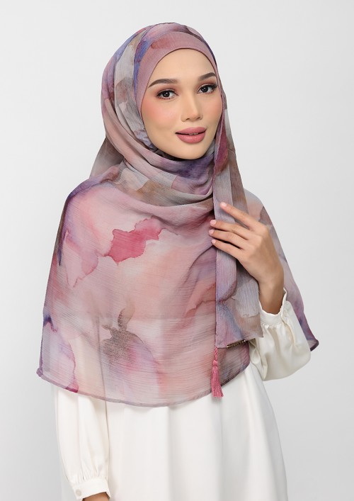 Rose Dusk-Printed Plus Crinkled Chiffon