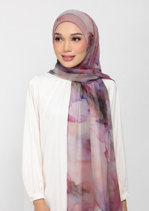 Rose Dusk-Printed Plus Crinkled Chiffon