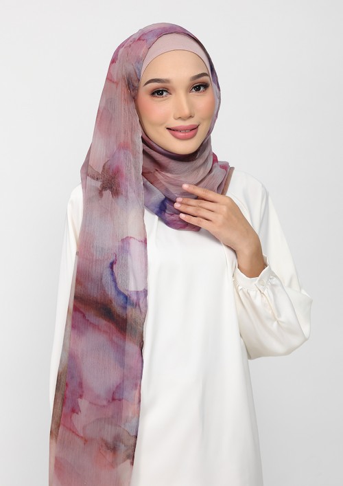 Rose Dusk-Printed Plus Crinkled Chiffon