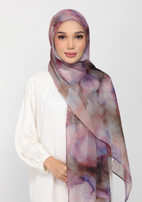 Rose Dusk-Printed Plus Crinkled Chiffon