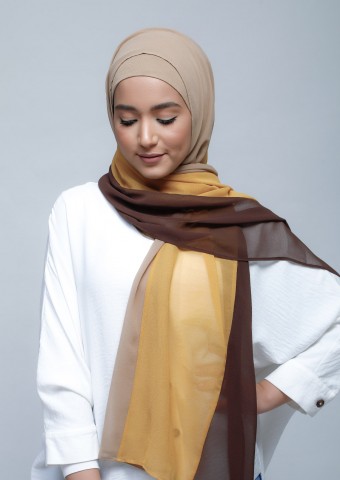 SandMustardBrown-Freestyle with Inner-Plain Crepe Chiffon