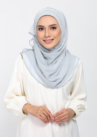 Silver-Plain Crinkled Chiffon
