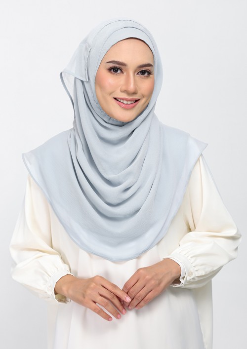 Silver-Plain Crinkled Chiffon