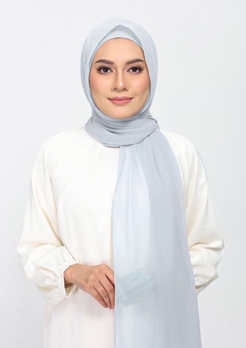 Silver-Plain Crinkled Chiffon