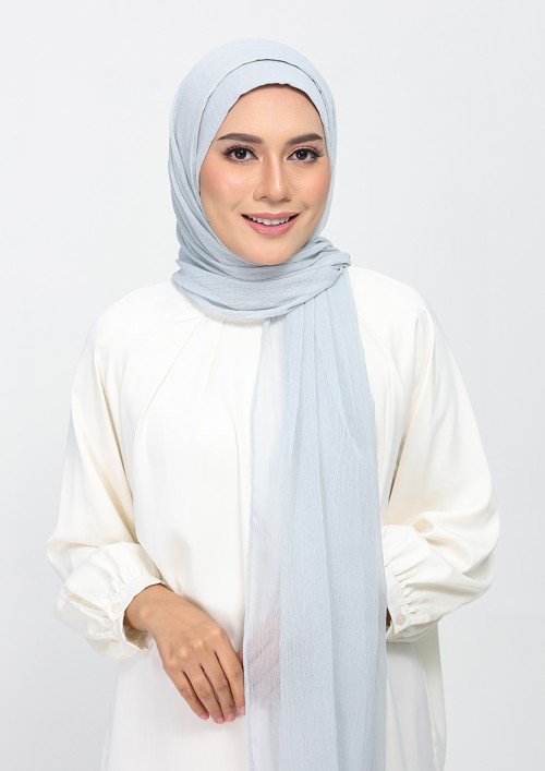 Silver-Plain Crinkled Chiffon