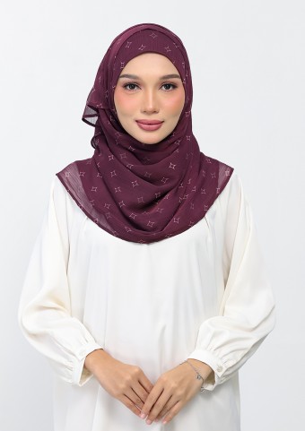 Sparkles Burgundy-Printed Plus Crinkled Chiffon