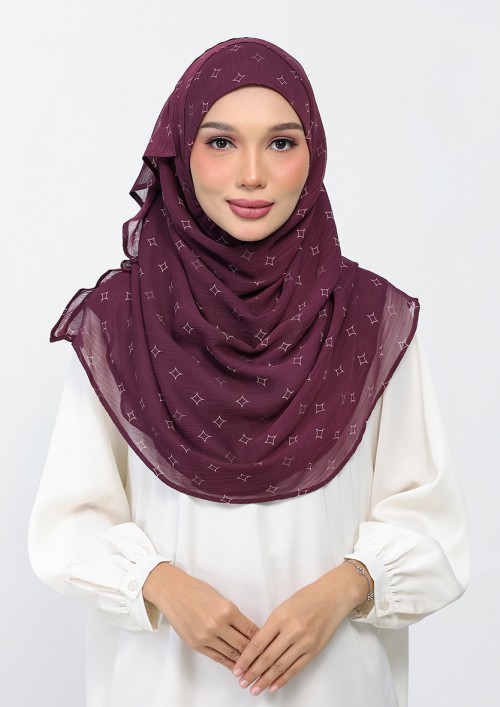 Sparkles Burgundy-Printed Plus Crinkled Chiffon