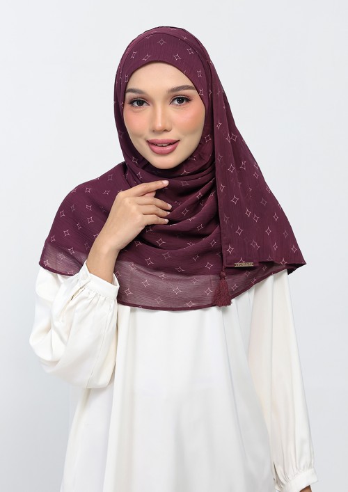 Sparkles Burgundy-Printed Plus Crinkled Chiffon