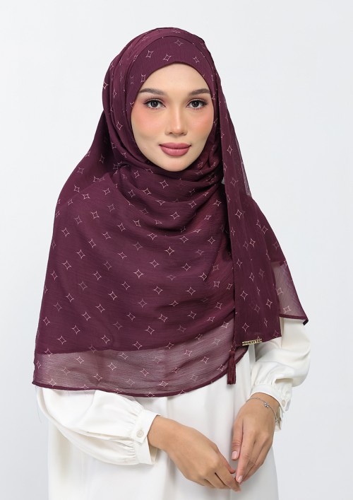 Sparkles Burgundy-Printed Plus Crinkled Chiffon