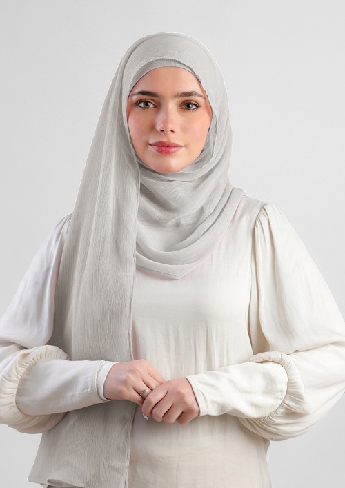Stone-Plain Crinkled Chiffon